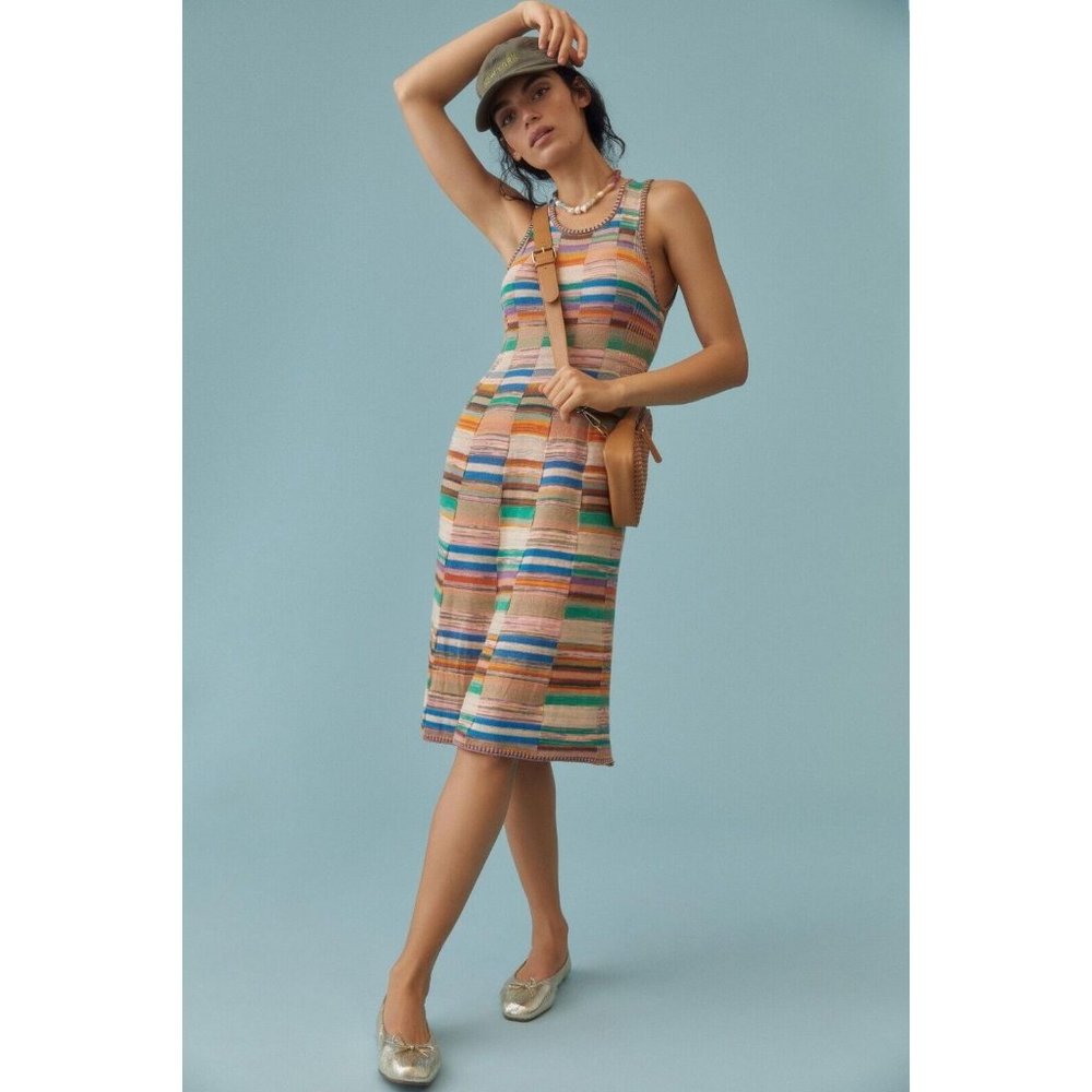 Anthropologie Multicolor Striped Knit Tank Dress